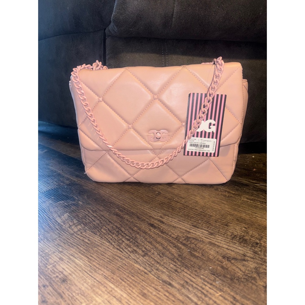 Gilda Paris Pink Quilted Handbag Large Shoulder Bag Tonal Chain SGH-534 NWT